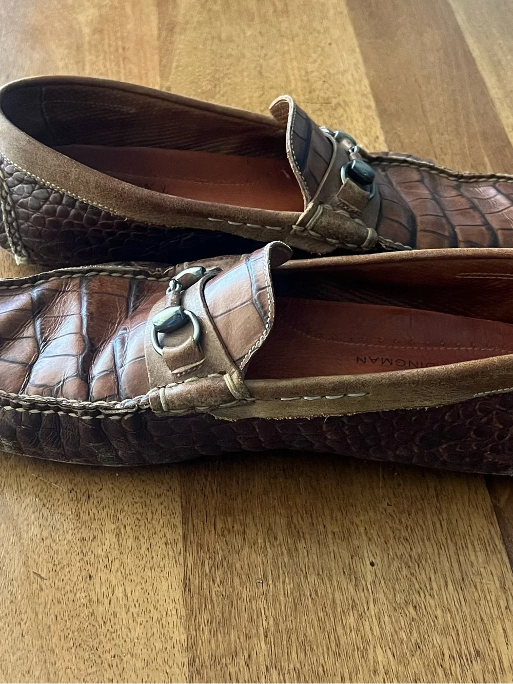 Martin Dingman Monte Carlo Men’s Brown Croc-Embossed Leather Driving Loafers 12